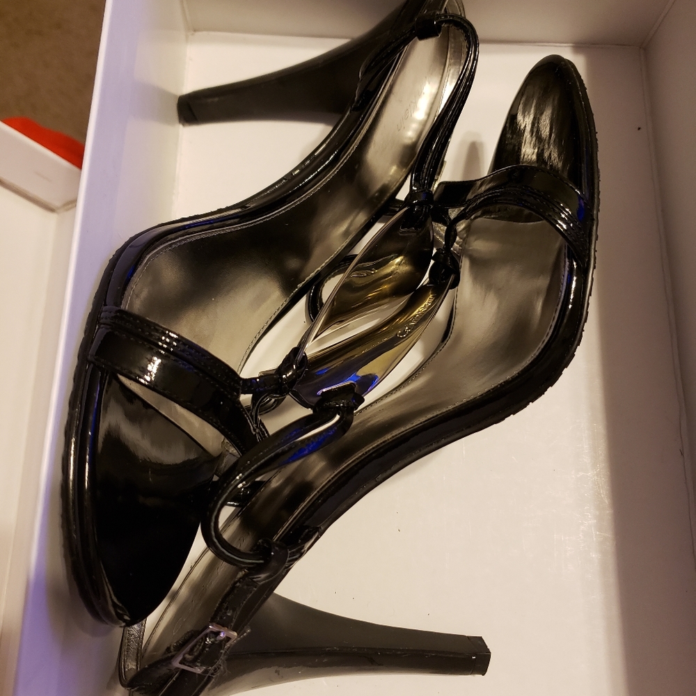 Calvin Klein patent leather high heel sandals